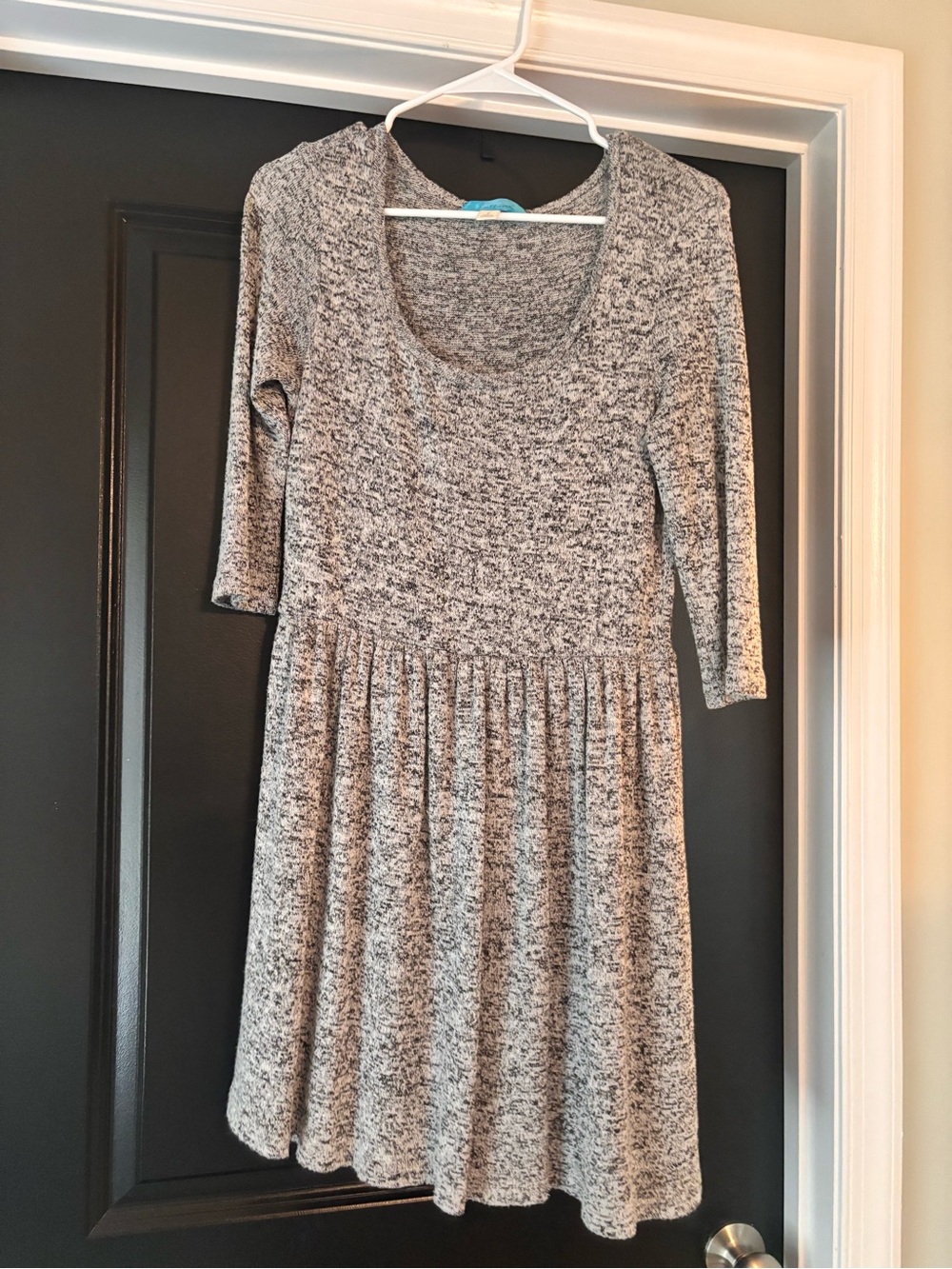 buttons Heather Gray Knit Skater Dress